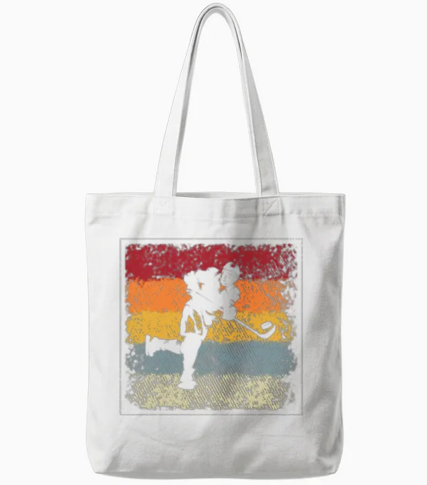 Ice Hockey Retro Tote Bags in White