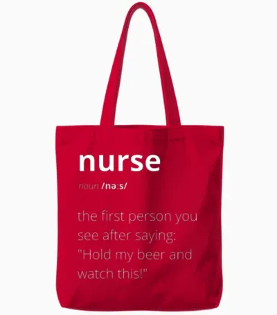 Nurse | Funny Definition Tote Bags - Red