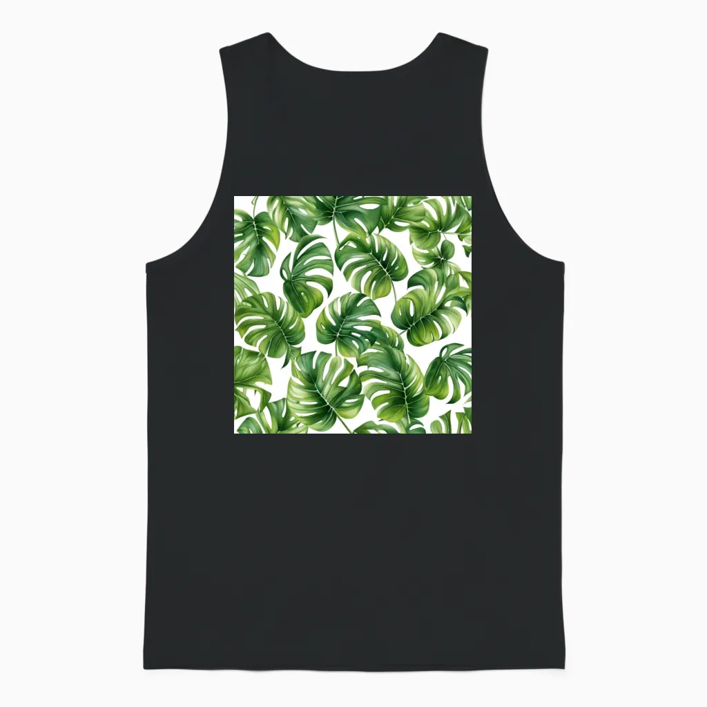 Retro Monstera Unisex Tank Top in Black