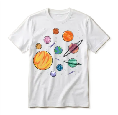 Solar System Planets Science Space Boys Girls Unisex T-Shirt - White