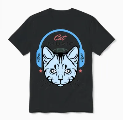 Cat Music Unisex T-Shirt - Black