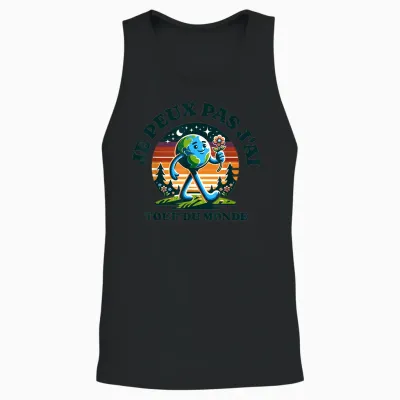 Je Peux Pas J'ai Tour Du Monde Gift Humour Adventure Funny T-Shirt, White, S Unisex Tank Top - Black