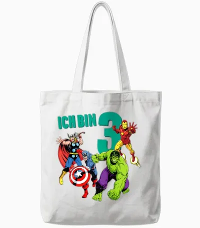 Kinder Marvel Avengers Geburtstag 3 Jahre Tote Bags - White