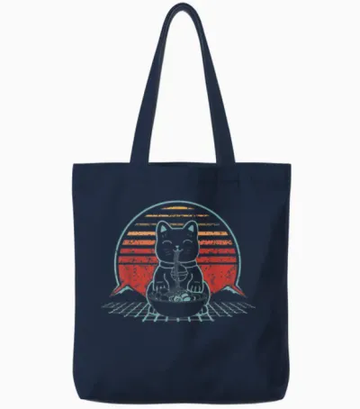 Japan Ramen Katze Tote Bags - Navy