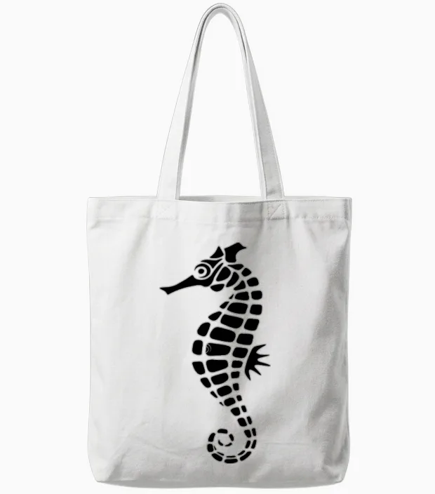 The Horse Sea - Lovers Tote Bags in White