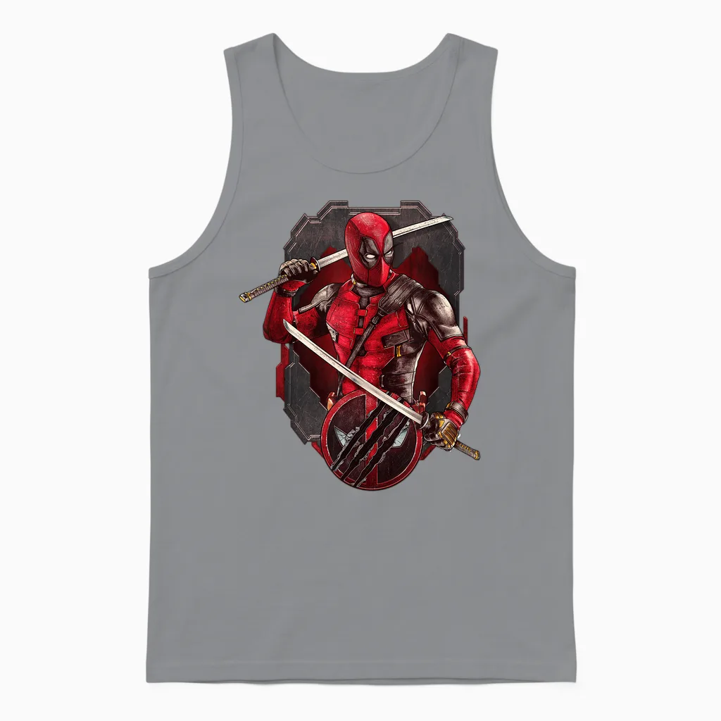 Marvel Studios Deadpool & Wolverine Merc with Katanas T-Shirt, Black Unisex Tank Top in Sport Grey