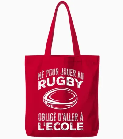 Rugby Player Born to Play Sports Rugby T-Shirt, Black, S Tote Bags - Red