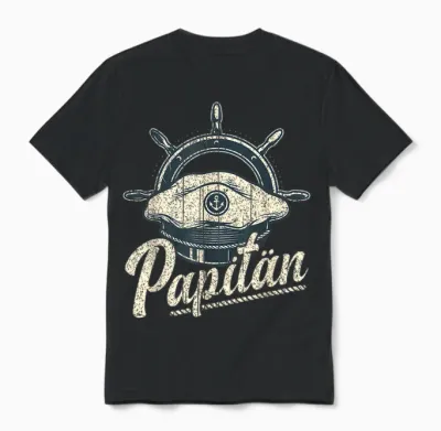 Vatertag, Papa Der Seemann, Nautisch, Vintage, Papitän Unisex T-Shirt - Black