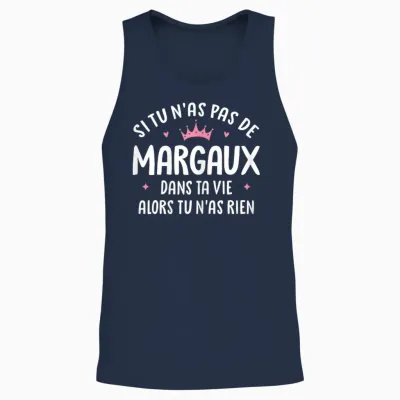 Woman Girlfriend Humour Gift Personalized Name Margaux Unisex Tank Top - Navy