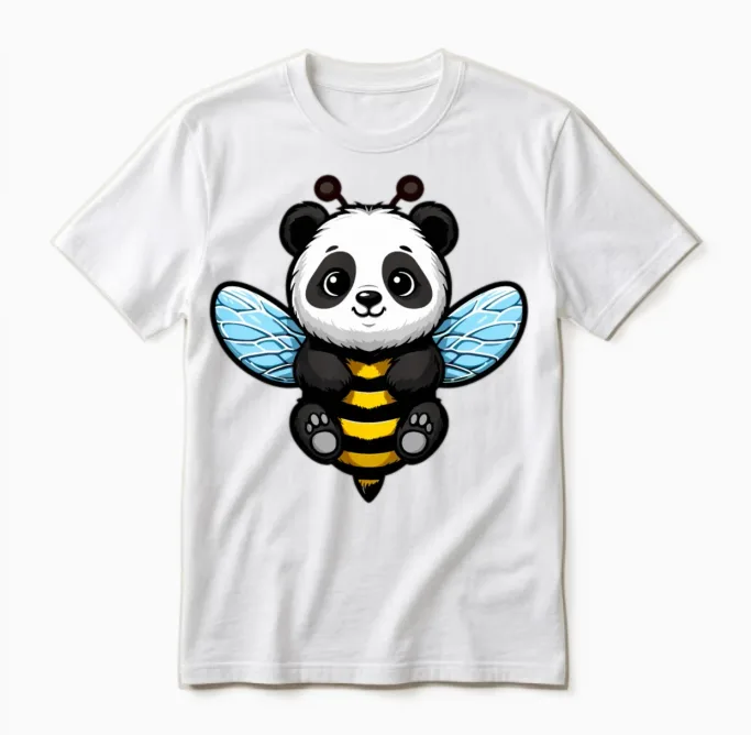 Funny Bumble Panda Unisex T-Shirt in White