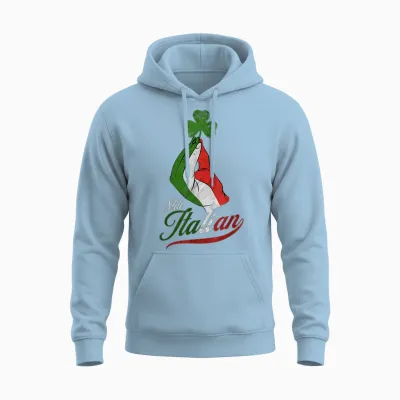 Funny Still Italian Shamrocks Hand Clover St Patricks Day Unisex Hoodie - Light Blue