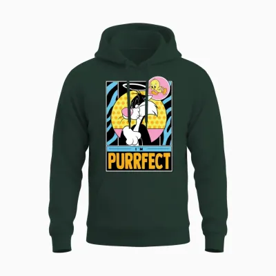 Looney Tunes Sylvester I'm Purrfect Funny Design Unisex Hoodie - Forest