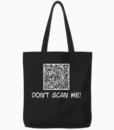 Don't Scan Me T-Shirts | Qr Scan Code Joke Funny Tote Bags - Black