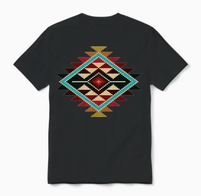 Native Beaded Sunburst 01 Unisex T-Shirt - Black