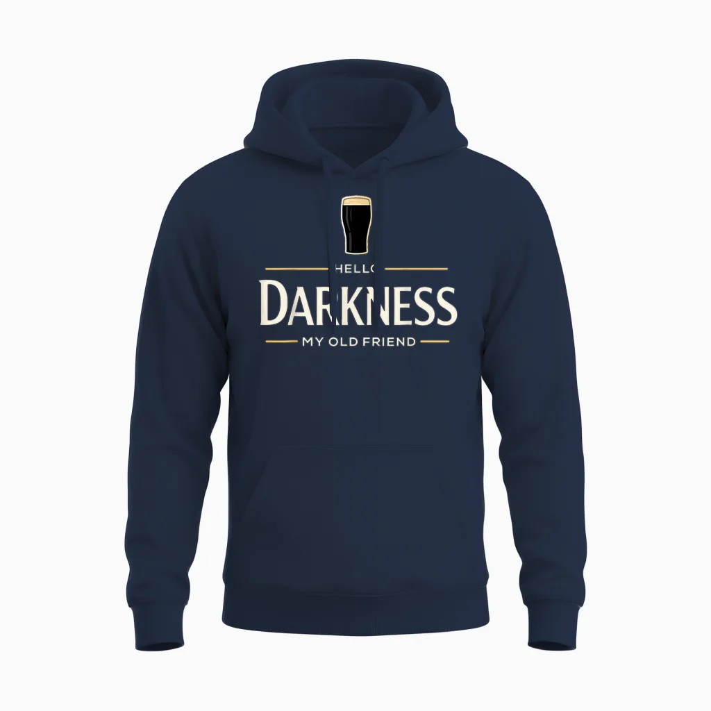 Hello Darkness My Old Friend Irish Beer St. Patrick's Day Unisex Hoodie in Navy