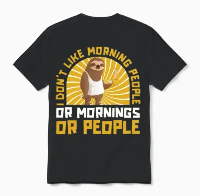 Sloth Funny Unisex T-Shirt - Black