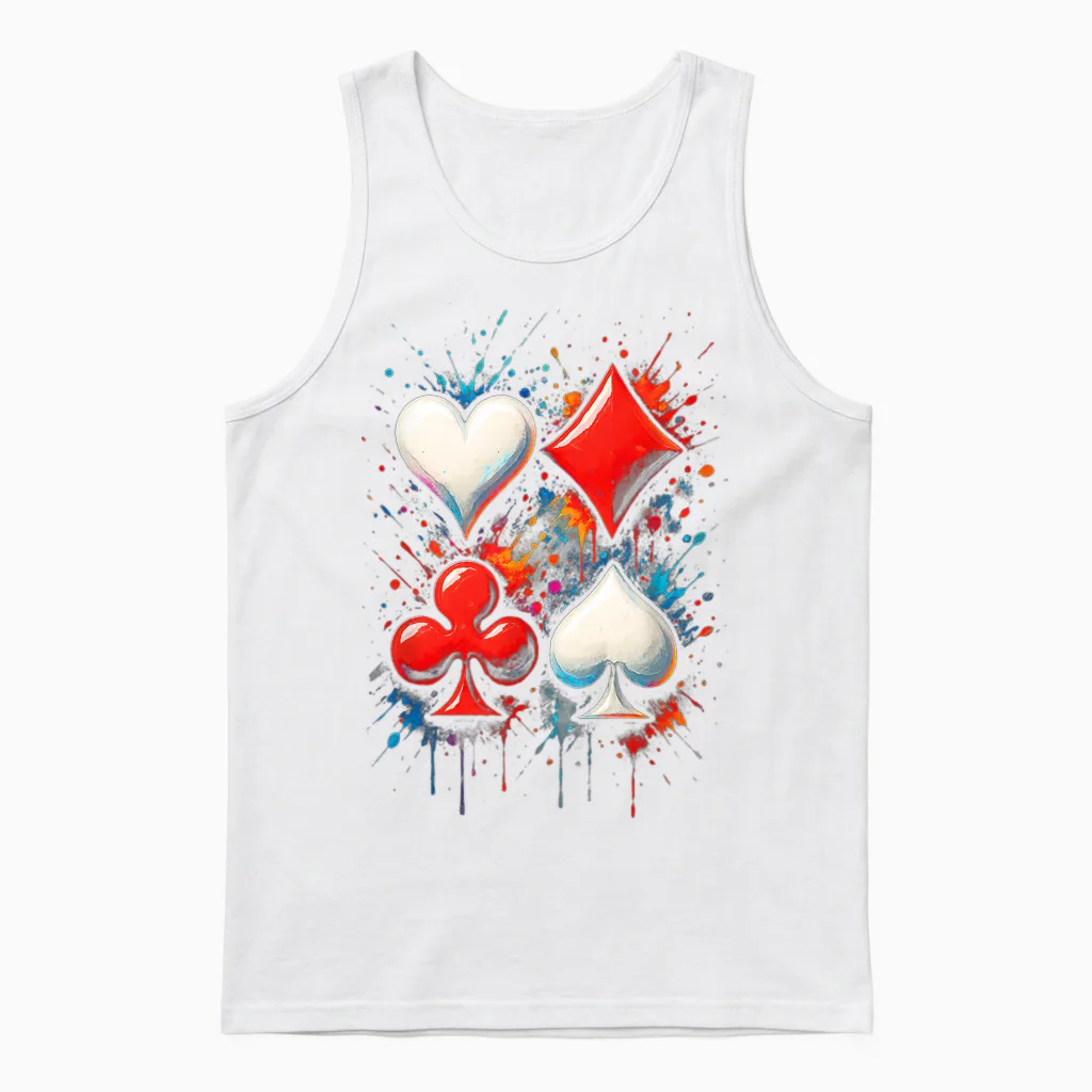 Card Player Dice Poker Playing Cards Cross Spades Unisex Tank Top in White