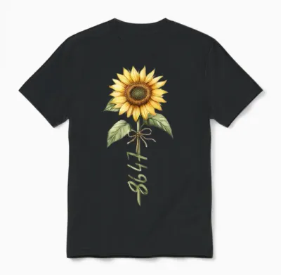 86 47 Floral Sunflower Unisex T-Shirt - Black