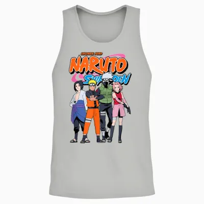 Naruto Shippuden Team 7 with Naruto Logo Anime Unisex Tank Top - Ash