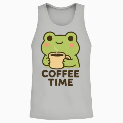 Cute Frog Coffee Mug Design Unisex Tank Top - Ash