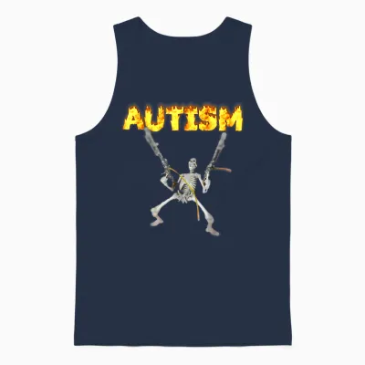 Autism Skeleton Funny Oddly Specific Dank Meme Unisex Tank Top - Navy