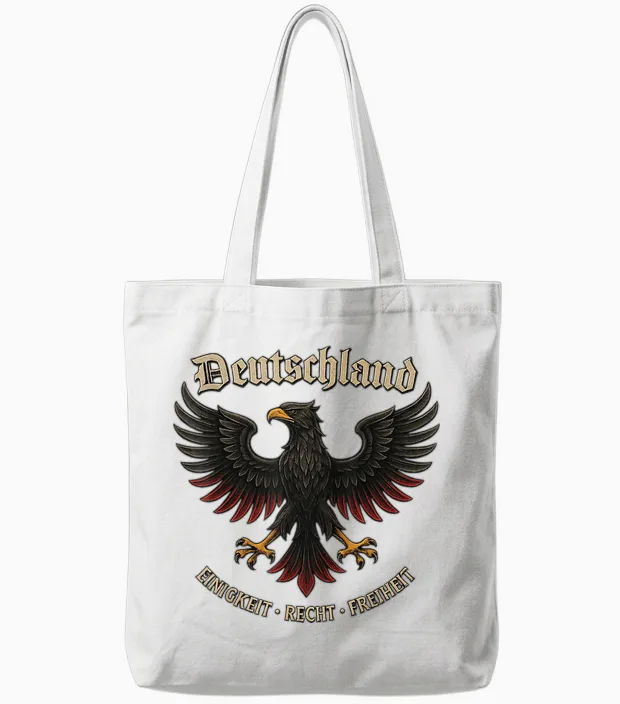 T-Shirt with German Eagle Retro Unity Right Freedom Tote Bags in White