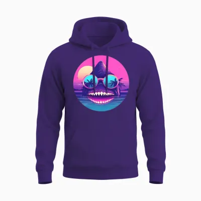 Style Shark Lovers Retro Unisex Hoodie - Purple