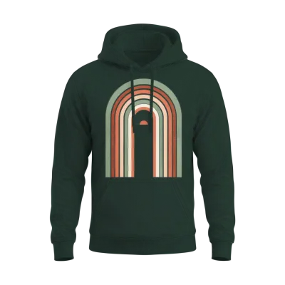 Retro Arc Sunrise Unisex Hoodie - Forest