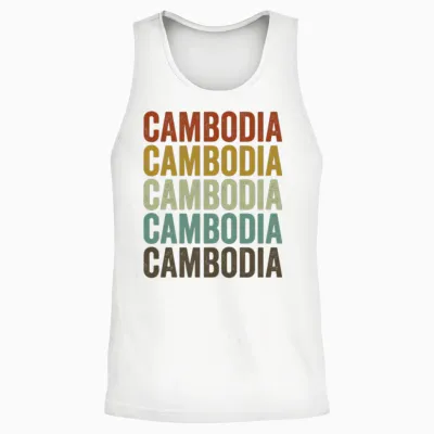 Cambodia Retro Vintage Unisex Tank Top - White