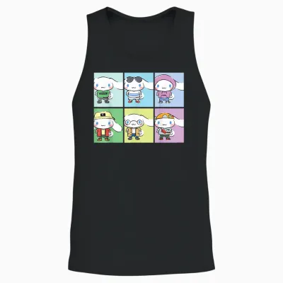 Cinnamoroll Collection Streetwear Squares Unisex Tank Top - Black