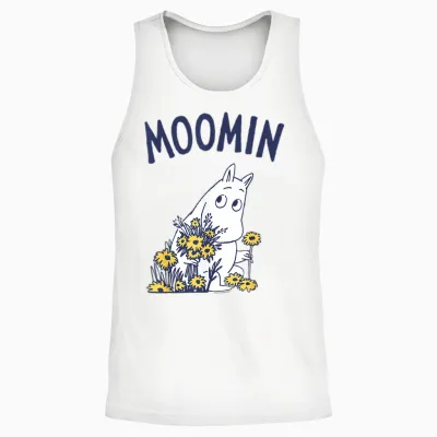 Moomin Moomintroll Floral T-Shirt, White Unisex Tank Top - White