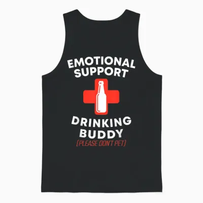 Emotional Support Drinking Buddy Adult Funny Drinking Unisex Tank Top - Black