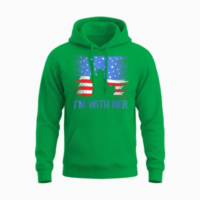4th of July I'm with Her Usa American Unisex Hoodie - Irish Green
