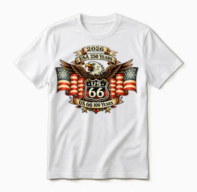 Usa 250 Us Highway 66 Mother Road Anniversary Adler Tattoo Unisex T-Shirt - White