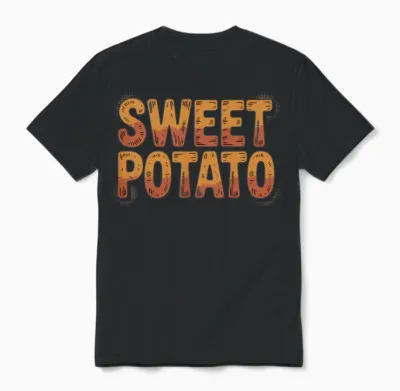 Rustic Sweet Potato Typography Unisex T-Shirt - Black