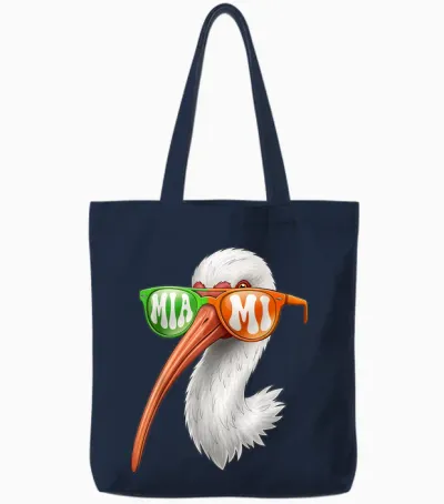 Vintage American White Ibis with Sunglasses for Men Women Tote Bags - Navy