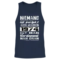 Nobody Is Perfect but Born 1974 Birthday Unisex Tank Top - Navy – 2