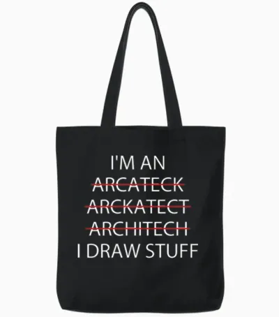 Funny Architect Tote Bags - Black
