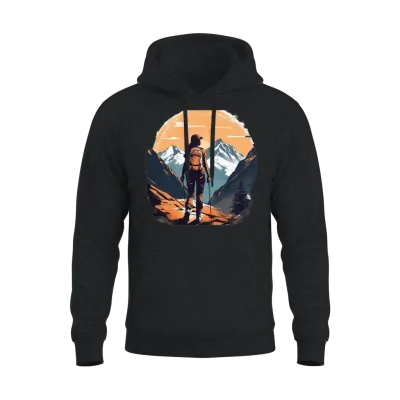 Hiking Girl Unisex Hoodie - Black