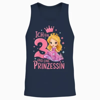 Kinder 3. Geburtstag 3 Jahre Mädchen Ich Bin 3 Und Eine Prinzessin Unisex Tank Top - Navy