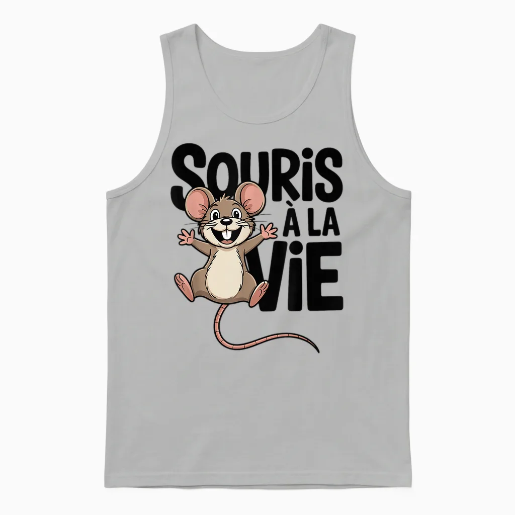 Funny Funny Mouse Cartoon Mouse Unisex Tank Top in Ash