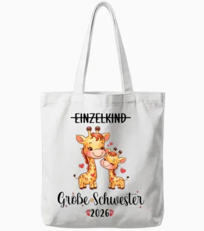 Children's Große Schwester 2026 Single Child Big Sister 2026 T-Shirt, Black, S Tote Bags - White