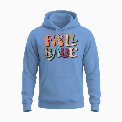 Fall Babe Retro Typography Unisex Hoodie - Carolina Blue
