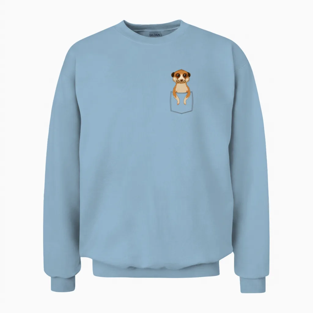 Meerkat Pocket Unisex Sweatshirt in Light Blue