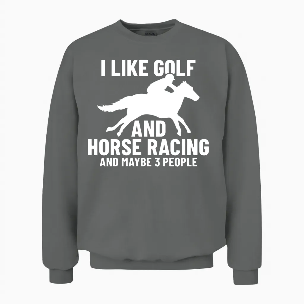 Horse Racing Golf Horse Racer Yellow Unisex Sweatshirt in Graphite Heather