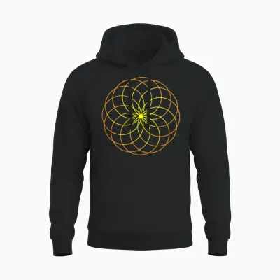 Echte Blume Des Lebens, Heilige Geometrie Unisex Hoodie - Black