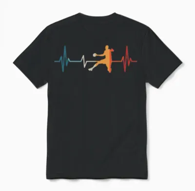 Handballer Heartbeat Handball T-Shirt, Black Unisex T-Shirt - Black
