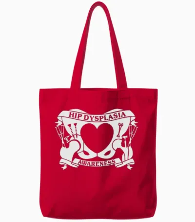 Hip Dysplasia Awareness Tote Bags - Red