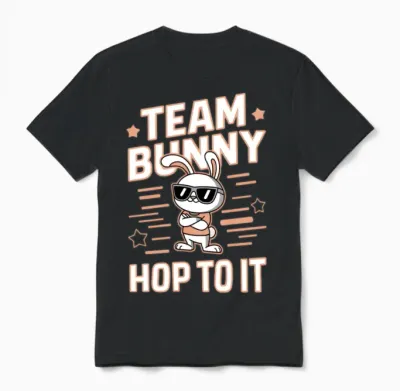 Team Bunny Hop to It Funny Rabbit Unisex T-Shirt - Black