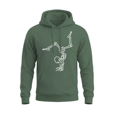 Dancing Skeleton Retro Unisex Hoodie - Military Green